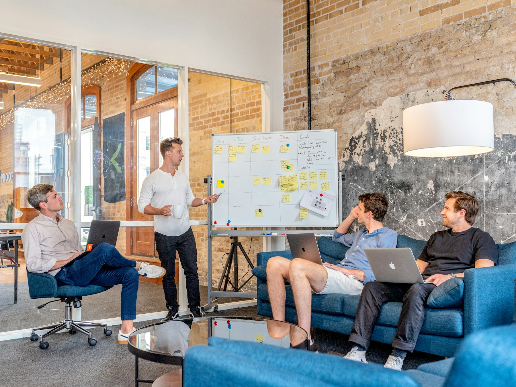 Strategy wall with campaign architecture notes
